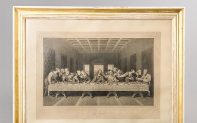 THE LAST SUPPER, A LARGE 19TH CENTURY ENGRAVING, AFTER LEONA...