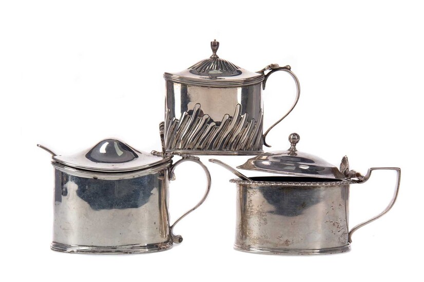 THREE LATE 19TH/EARLY 20TH CENTURY SILVER MUSTARD POTS