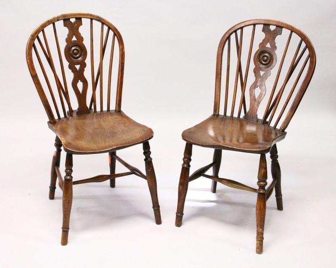TWO 19TH CENTURY YEW AND ELM WINDSOR DINING CHAIRS