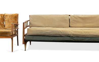 TWO PIECES MID CENTURY MODERN, DAYBED & ARMCHAIR