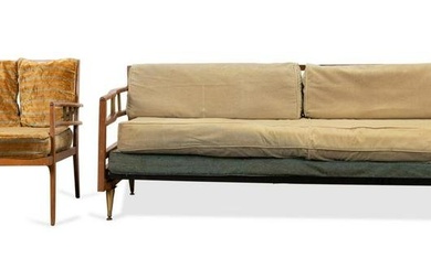 TWO PIECES MID CENTURY MODERN, DAYBED & ARMCHAIR