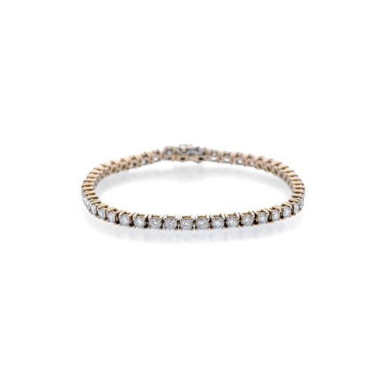Tennis bracelet in rose gold and diamonds