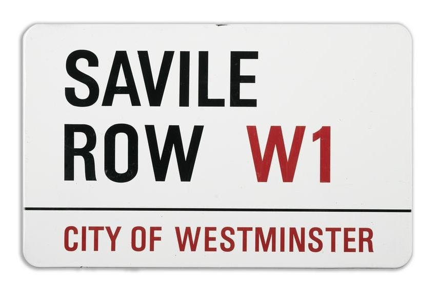 The Beatles A Metal Street Sign For 'Savile Row' In London, Home of The Beatles' Apple Offices,...