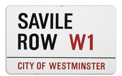 The Beatles A Metal Street Sign For 'Savile Row' In London, Home of The Beatles' Apple Offices,...