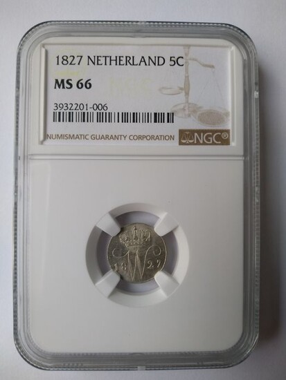 The Netherlands - 5 Cent 1827 NGC MS66 FDC - Silver