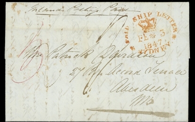 The Toulmin Packet Service Australia to U.K. Voyage 14 1847 (3 Feb.) entire letter from Sydney...