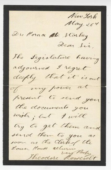 Theodore Roosevelt ALS Written Shortly After The Death