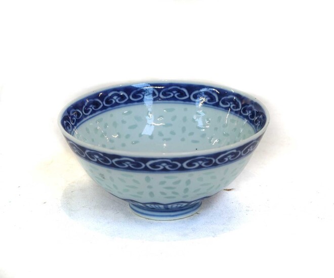 A Chinese "rice grain" porcelain bowl, Qianlong reign mark,...