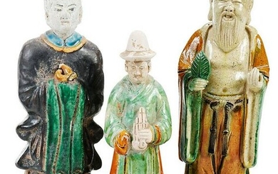 Three Chinese Glazed Earthenware Tomb Figures