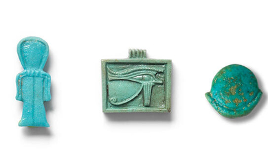 Three Egyptian turquoise faience amulets