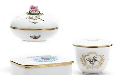 Three Herend Porcelain Covered Boxes