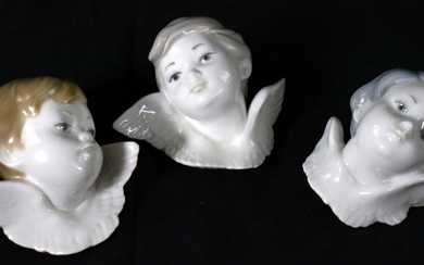 Three LLADRO Angel Cherub Head Figurine