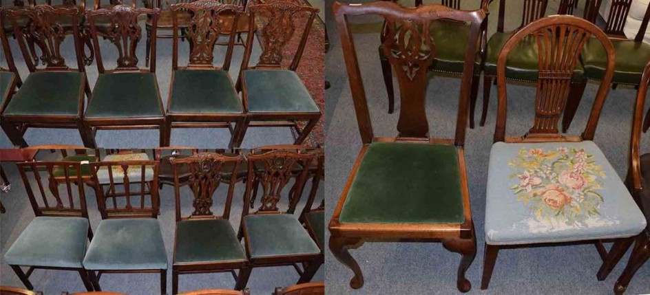 Three pairs of 19th century mahogany dining chairs in the...