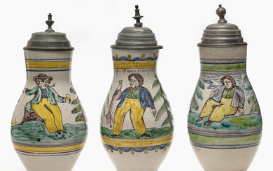 Three pear-shaped jugs - Austria / Gmunden, 1st half of the 19th century