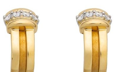 Tiffany & Co. Atlas Collection Gold and Diamond Earrings