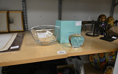 Tiffany and Co. Glass Apple and Bowl.