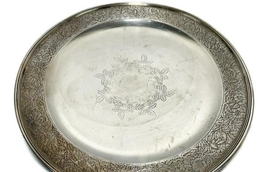 Tiffany & Co Makers Sterling Silver Round Serving Tray, circa 1920