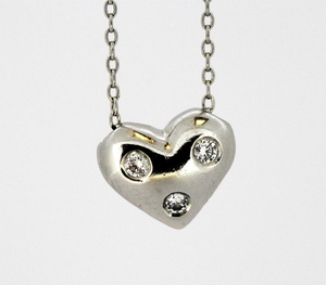 Tiffany & Co - PT950 Platinum - platinum heart pendant necklace with diamonds Diamond