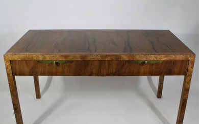 Tomlinson Burl Wood Desk, Two Drawers