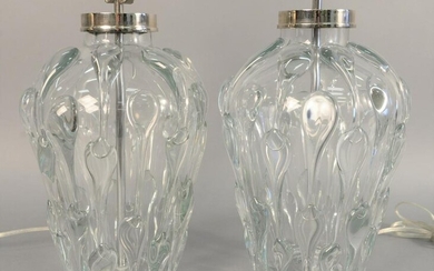 Two Vaughan Crystal glass table lamps, 15 3/4" x 10