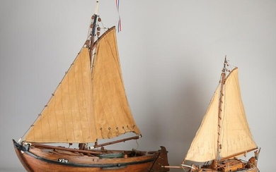 Two old / antique Dutch miniature boats.&#160 Flat