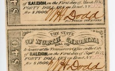 United States North Carolina Bonds 3 x 40 Dollars 1875...