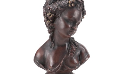 Universal Statuary Corp. Bronze-Finish Resin Bust of a Young Woman