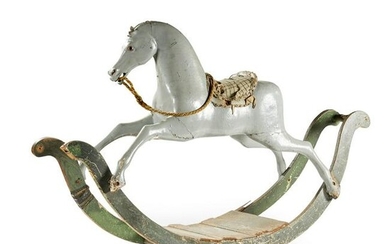 VICTORIAN CARVED AND PAINTED WOOD ROCKING HORSE