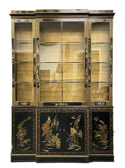 VINTAGE ASIAN STYLE CHINOISERIE CHINA CABINET 79"