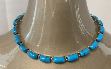 VINTAGE TAXCO STERLING SILVER TURQUOISE CHOKER