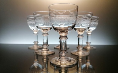 Val Saint Lambert - Drinking glass (6) - port / liqueur glasses VSL "Service Lothaire" - Crystal