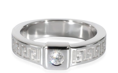 Versace Greek Key Design Diamond Ring in 18k White Gold 0.07 CTW