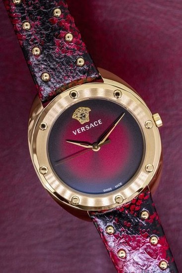 Versace - Shadov Watch Red Snake Pattern Leather Strap Swiss Made - VEBM00918 - Women - Brand New