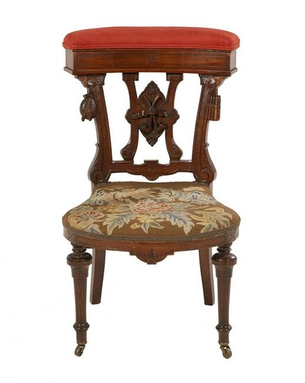 Victorian Walnut "Cock-Fighting" or Gaming Chair
