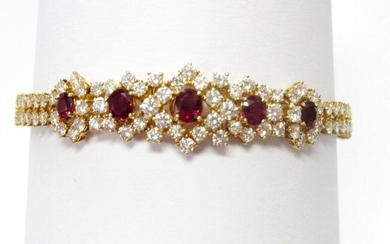 Vintage 18k Gold 3ctw Ruby 9.40ctw Dimaond Bracelet