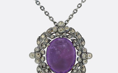 Vintage Amethyst and Diamond Pendant Necklace