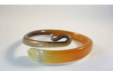 Vintage Carved Horn Snake Bracelet