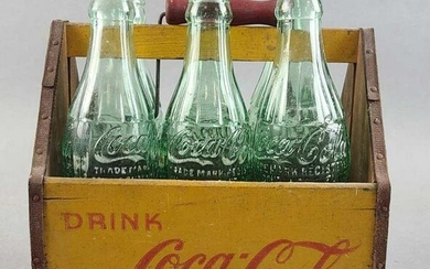 Vintage Coca Cola Advertising Wood 6 Pack Carrier