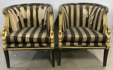 Vintage French Empire Style Swan Bergere Chairs