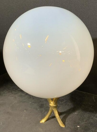 Vintage Hand Blown Opaline Glass Sphere w Base