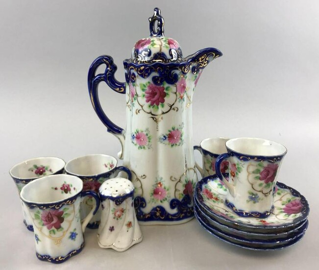 Vintage Hand Painted Porcelain Coffee Set