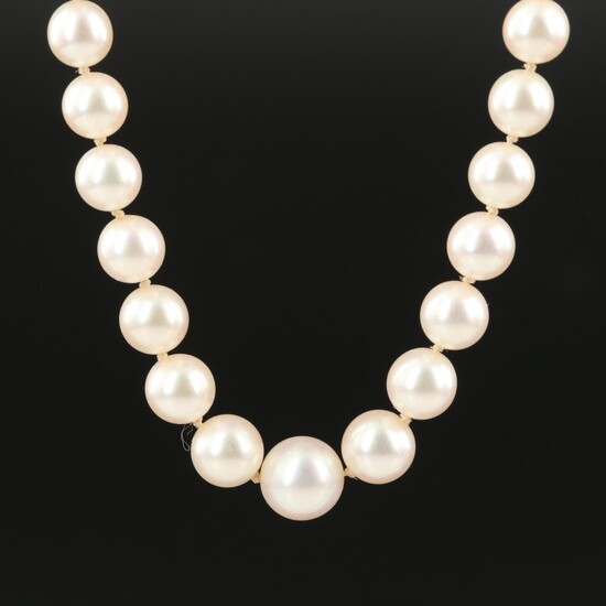 Vintage Mikimoto Graduated Pearl Necklace with 14K Clasp