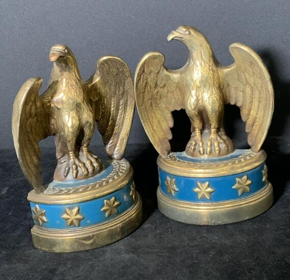 Vintage Pair Brass Eagle Bookends