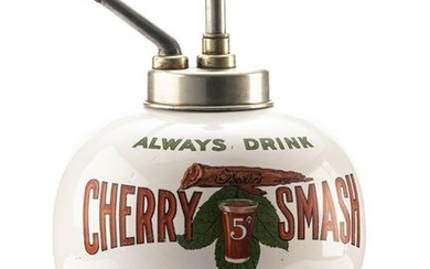 Vintage marked "Always Drink Cherry Smash 5 cent Our Nation's Beverage" Syrup Dispenser by Fowler's
