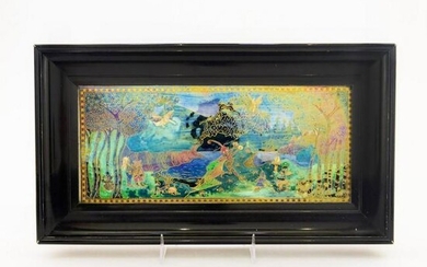 WEDGWOOD FAIRYLAND LUSTRE PICNIC BY A RIVER PLAQUE