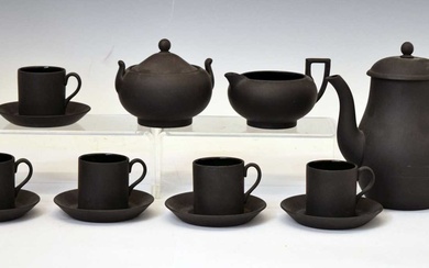 Wedgwood - Black basalt coffee set for five persons