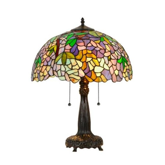 Wisteria Stained Art Glass Table Lamp