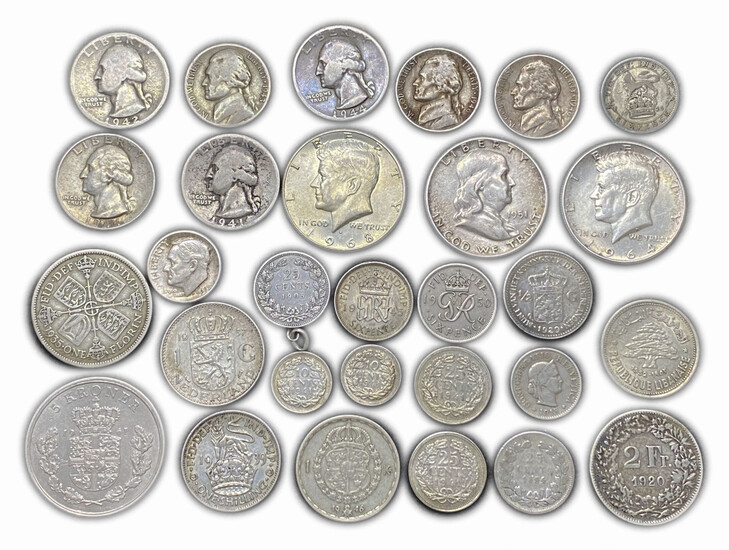 World - Lot of 29 world silver coins -...