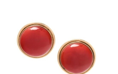 YELLOW GOLD AND CORAL EARRINGS