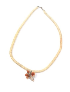 Zuni Bird Fetish Pendant on Heishi Bead Necklace